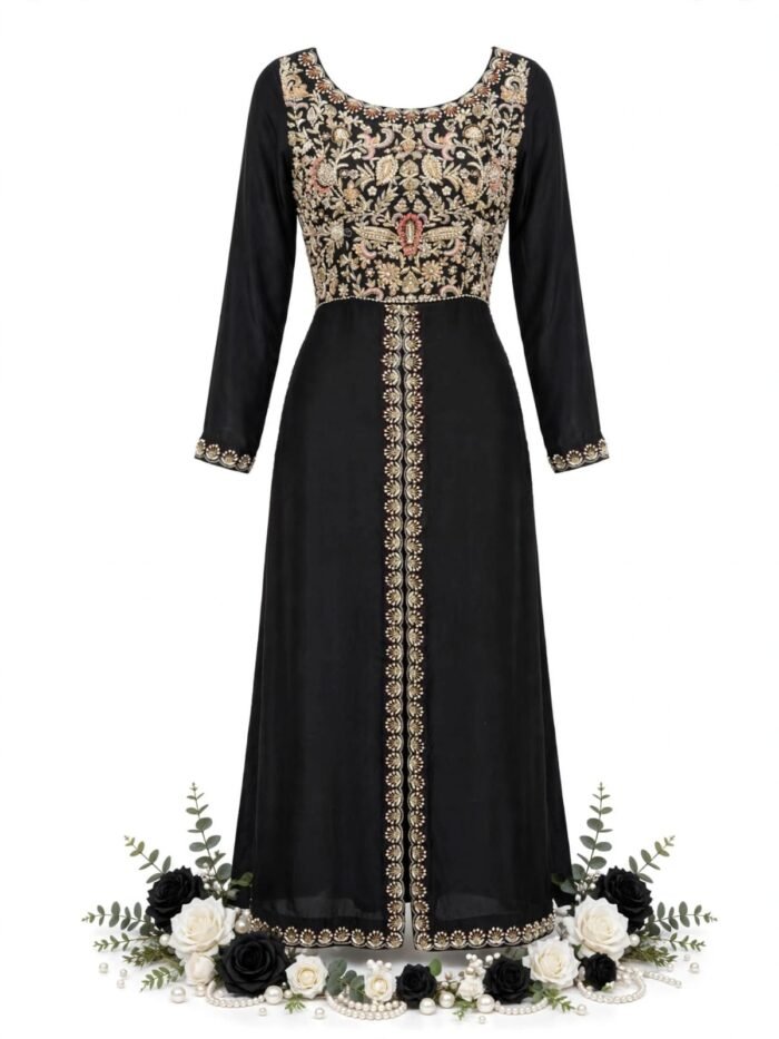 Black Fancy Dress With Garrara